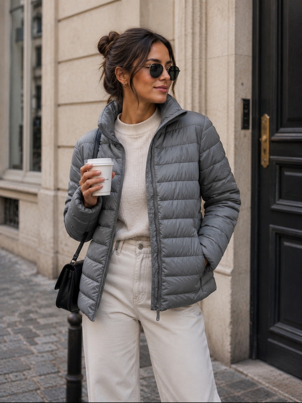 Uniqlo Ultra Light Down Jacket Gray Puffer Coat Medium Lightweight